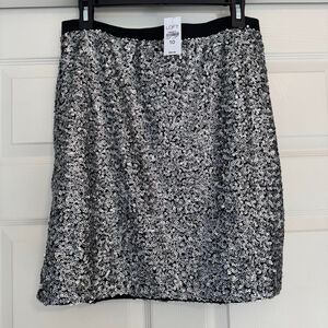 NWT Loft Silver Sequin Skirt Size 10